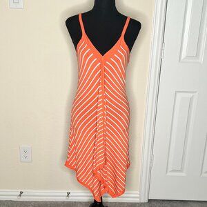 VENUS Women's Handkerchief Stripe Dress - Creamsicle Orange & white - US Small